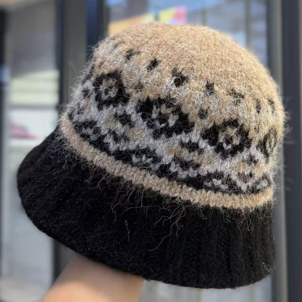 Женская шляпа, шляпа рыбака, теплая шерстяная шапка, атмосферная вязаная шапка, маленькая шляпа-ведро, подчеркивающая лицо