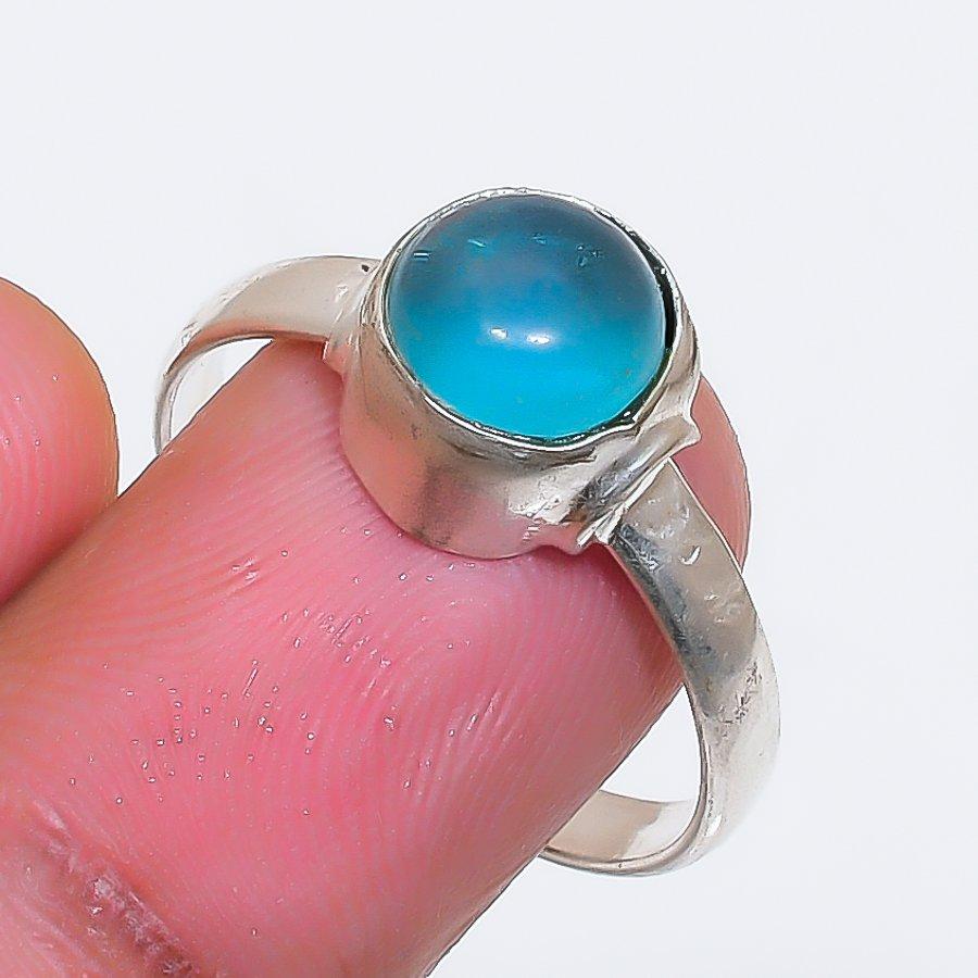 Natural Blue Chalcedony Gemstone 925 Sterling Silver Jewelry Ring Size 9.5 ZS-1782
