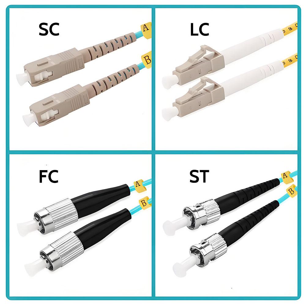 LC/UPC-ST/UPC Fiber Patch Cord Cable OM3 MM Multi Mode Duplex 50/125 FTTH 10Gbps Aqua for Enterprise & Campus Networks