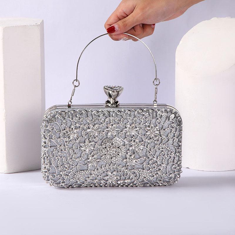 Rhinestone Banquet Bag for Women Sparkly Sequin Wedding Handbag Crystal Clutch Purse Fashion Glitter Shoulder Bag