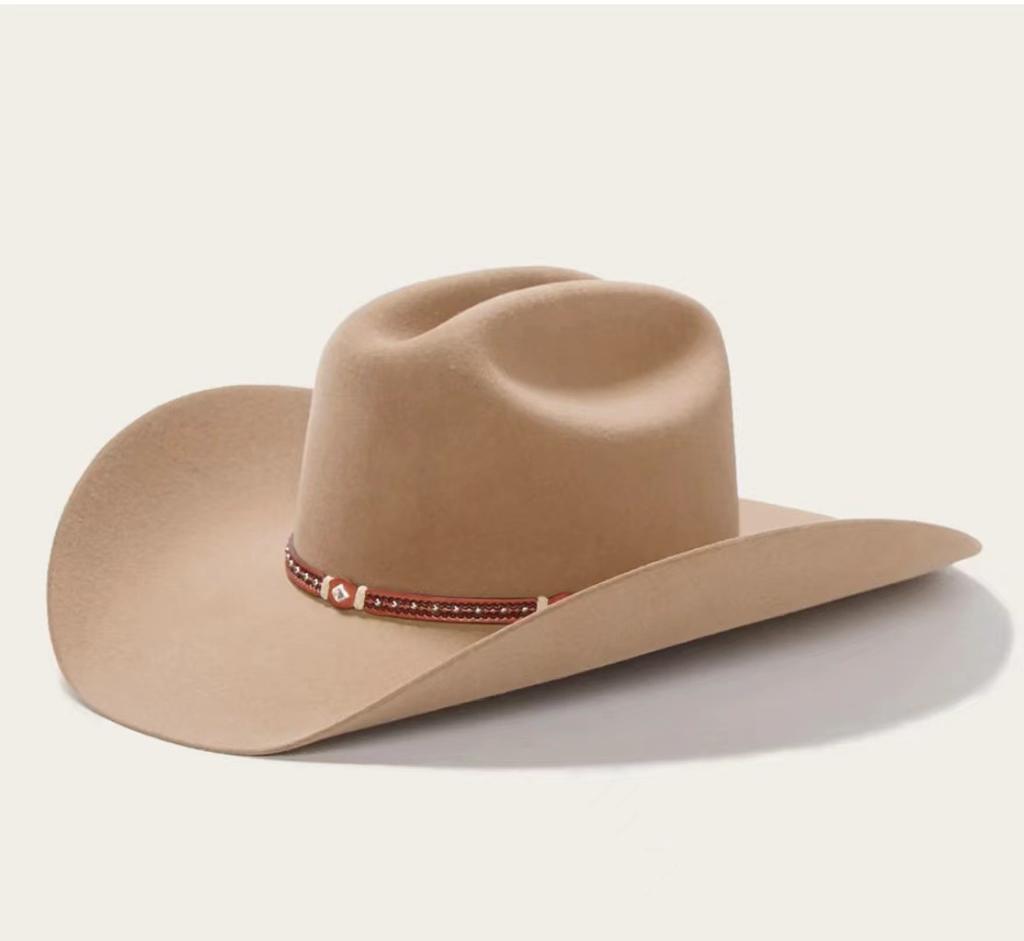 Direct Supply Cowboy Hat Fashion Wool Cowboy Hat Solid Color Denim Style Sheep Felt Hat