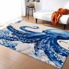 Marine Animal Washable Area Rugs Octopus Coral Shell Linen Texture Non Slip Rugs for Living Room Bedroom, Low Pile Floor Mat
