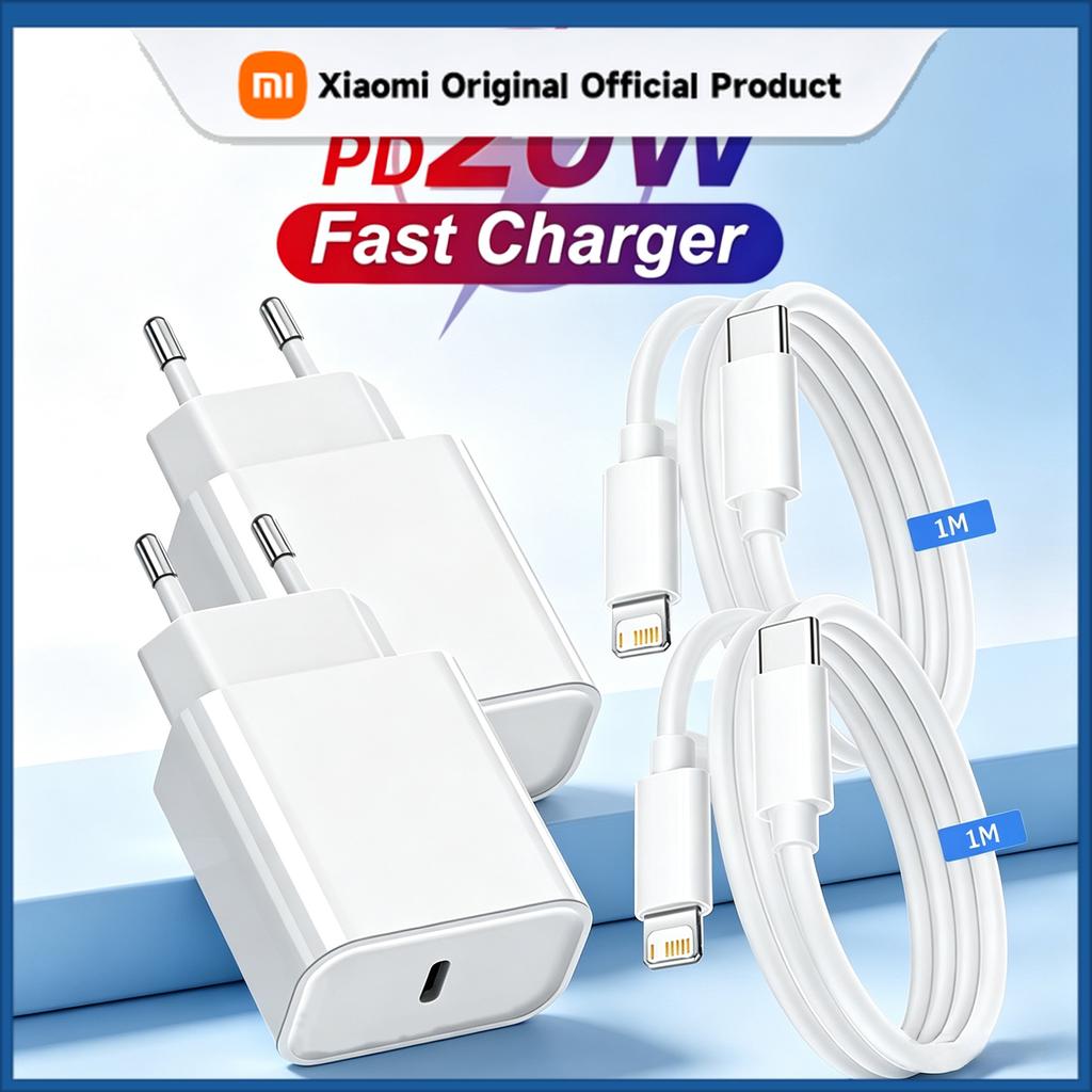 Xiaomi 1-2Set PD 20W For Apple USB Type C Charger For iPhone 13 12 11 14 Pro Max XR X XS 8 Plus Fast Charging Cable For iPhone Charger
