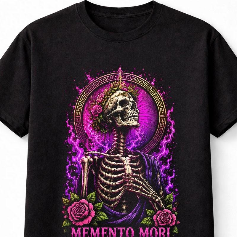 MeUnisexto Mori Skeleton Gothic Rose Dark Fantasy Graphic Unisex TShirt