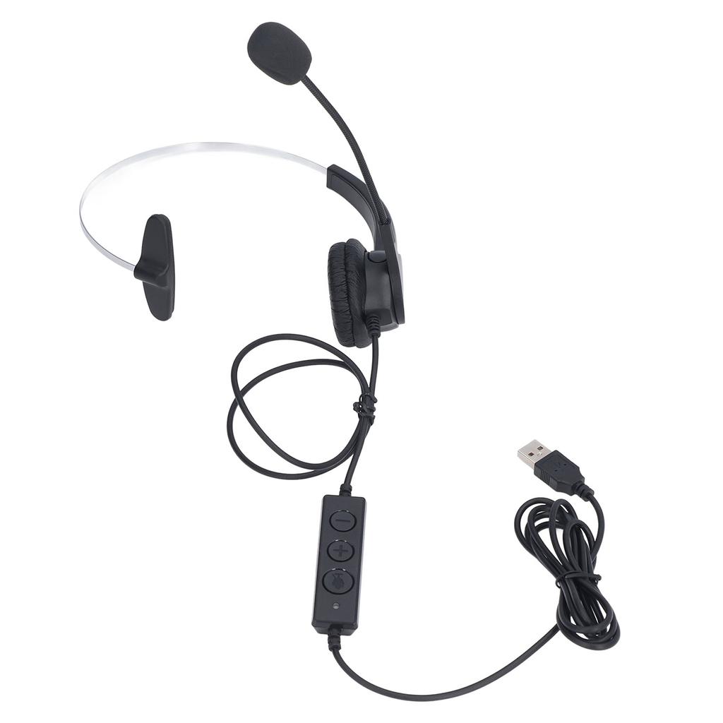 USB-гарнитура с шумоподавлением, регулируемой громкостью, оголовьем, одно ухо, проводные компьютерные наушники с