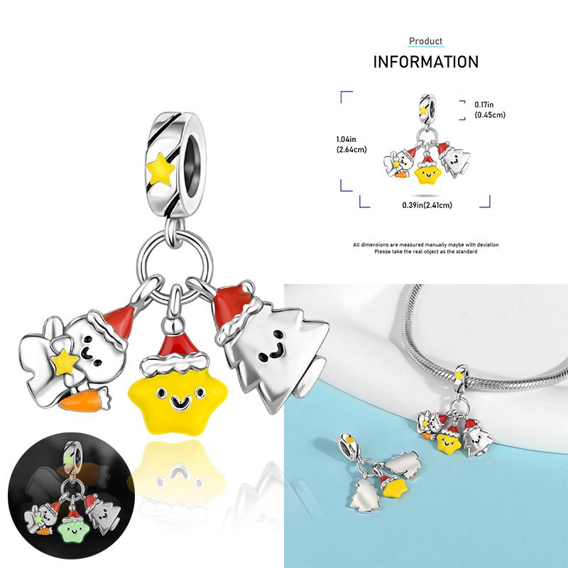 Copper Snowman Beads Christmas Bell Charms Fit 3Mm Women Bracelet Diy Accessories Christmas Gift Fine Jewelry