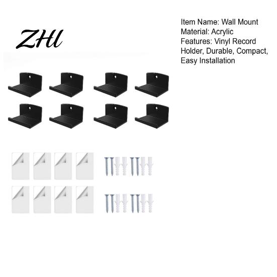 Decorative Record Holder Adhesive Vinyl Wall Mounts, Easy Installation Acrylic Floating Display Rack for Shelves, Strong Hold Displaying Album Covers