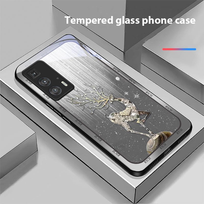 Чехол-наклейка «Звездная ночь с оленем» для Motorola Moto Edge 20 Lite 30 Pro 40 Neo 50 Ultra X30 Pro G14 G22 G24 G75 G84 G85 Стеклянный чехол для телефона