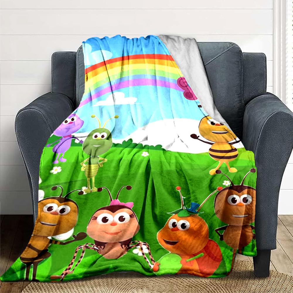 1Pc Bugs Garden Blanket For Couch Bed Plush Cozy Fuzzy Blanket Super Soft Warm Blankets For Fall And Winter 09187