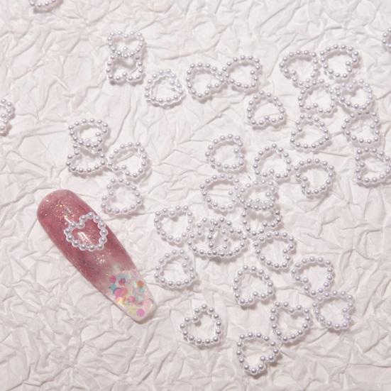 50 шт., декор для ногтей «сделай сам», невыцветающий блеск, трехмерное сердце, полый дизайн, маникюр с искусственным жемчугом, очаровательный маникюр