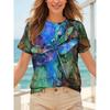 Летняя женская футболка с принтом в виде стрекозы, в стиле ретро, повседневная, оверсайз, с V-образным вырезом, женская одежда