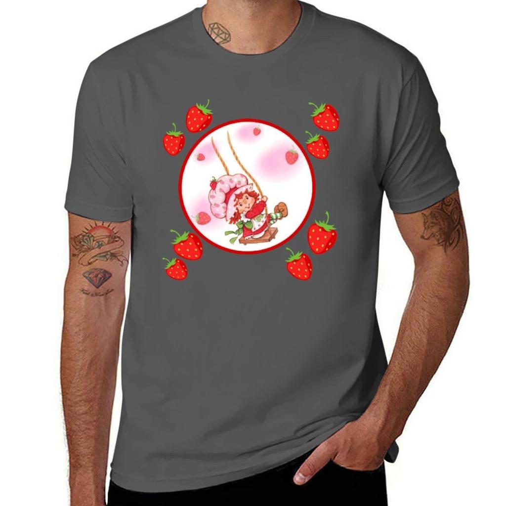 s aesthetic berry swing pattern TShirt All Match Print Short Sleeve Top