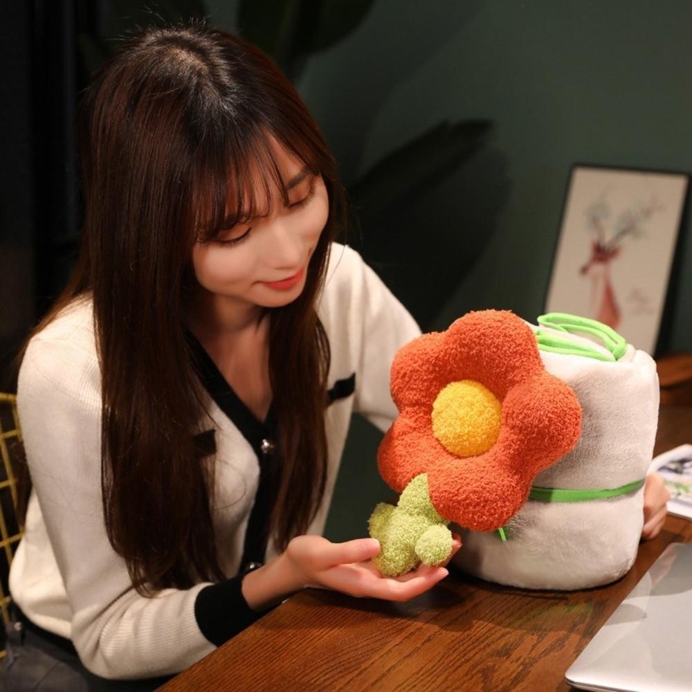 Comfort Blanket Thickened Napping Blanket Soft Warm Cover Blanket Cozy Cute Flower Roll Blanket Office