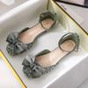 Размер 33 34 Босоножки с открытым носком Женские Летние Новые с бантом Полые Одинарные туфли На плоской подошве Большой размер 41-43