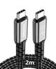 TOMSING USB-зарядка PD USB 40 Гбит/с Данные для iPhone iPhone и других Android 2 м Серо-железный Type-C Кабель, Совместимый, 240 Вт/5 А 4.0, Высокоскоростная зарядка,