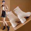 French Short Boots and Ankle Boots for Women's New Autumn and Winter 2025 Korean Thick Heel Martin Boots Square Head Thin Boots for Women