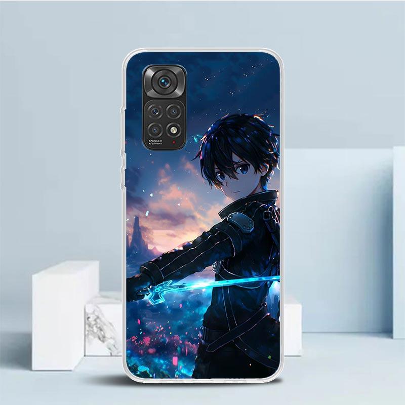 Чехол-бампер Sword Art Online Кирито для телефона Xiaomi Redmi Note 15 14 13 12 Pro Plus 14S 11S 11T 11E 10S 10 4G с рисунком