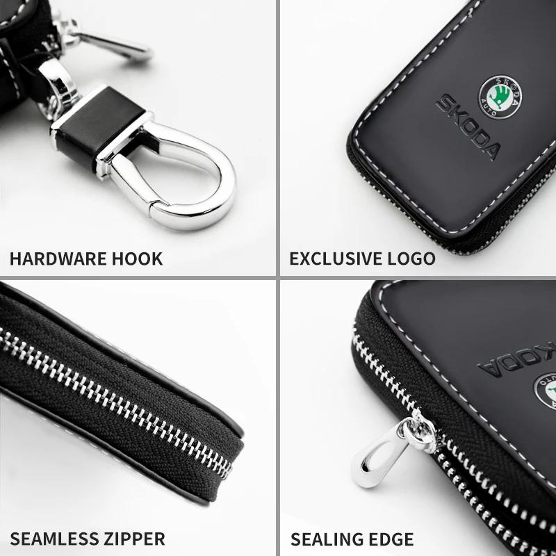 For Skoda Scala Car Sticker For Skoda Models Genuine Leather Car Key Cover - Key Case, Wallet, Keychain Bag - Accessories (Octavia Kodiaq Kamiq