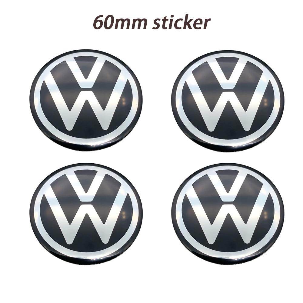HLSRM1 4Pcs 56mm 60mm 65mm New model 3D Car Wheel Stickers Center Hub Cap Emblem Badge Decal For VW GTI Polo Golf 4 5 6 7 Passat