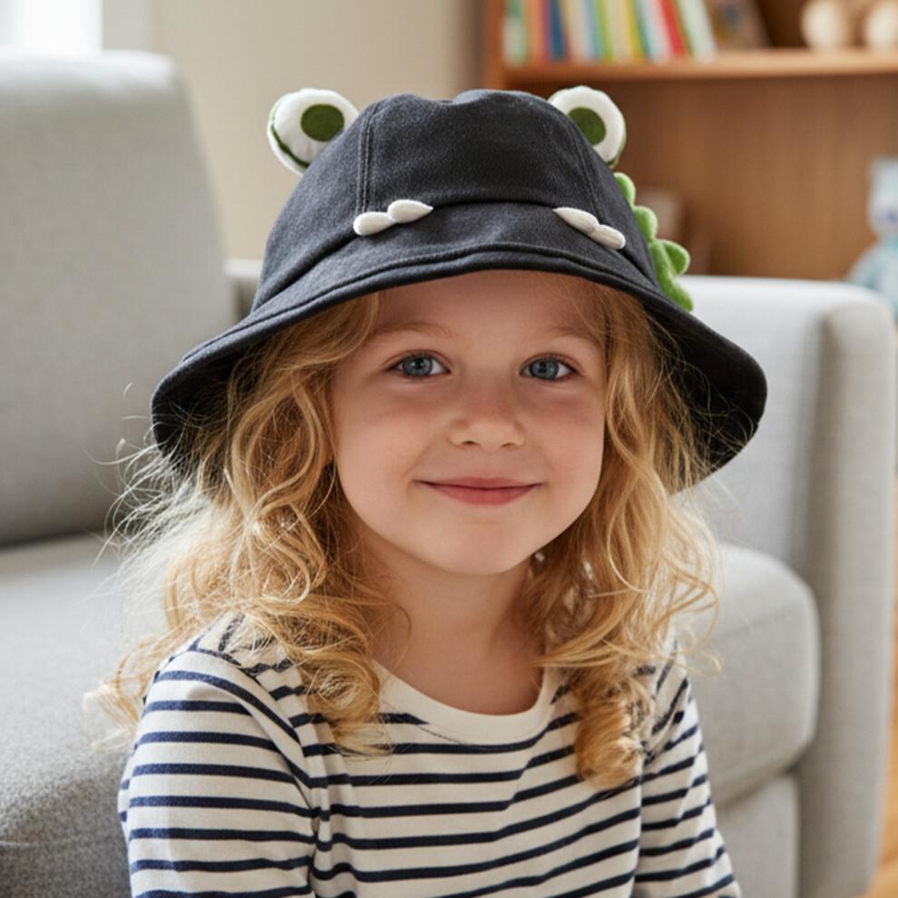 (One Size, Black) Women Frog Bucket Hat, Cute Cartoon Wide Brim Sun Hat Lightweight Summer Cap