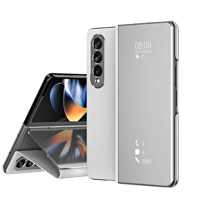 Чехол-книжка с зеркалом, защитный чехол Smart View Kickstand для Samsung Galaxy Z Fold 6, 5, 4, 3, 2 с держателем подставки, защитный металлический противоударный