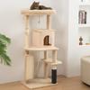 132cm Multi-Level Cat Tree with House, Bed, Scratching Posts, Brush and Ball, Beige