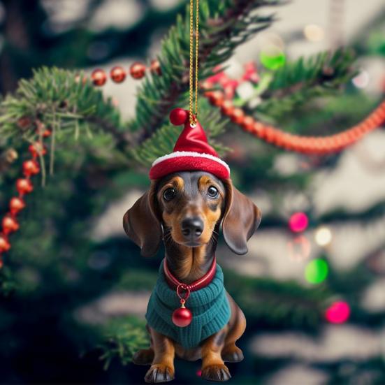 Подвеска на рождественскую елку, милая форма собаки, акриловое подвесное украшение для рождественской елки для дома, праздничное украшение