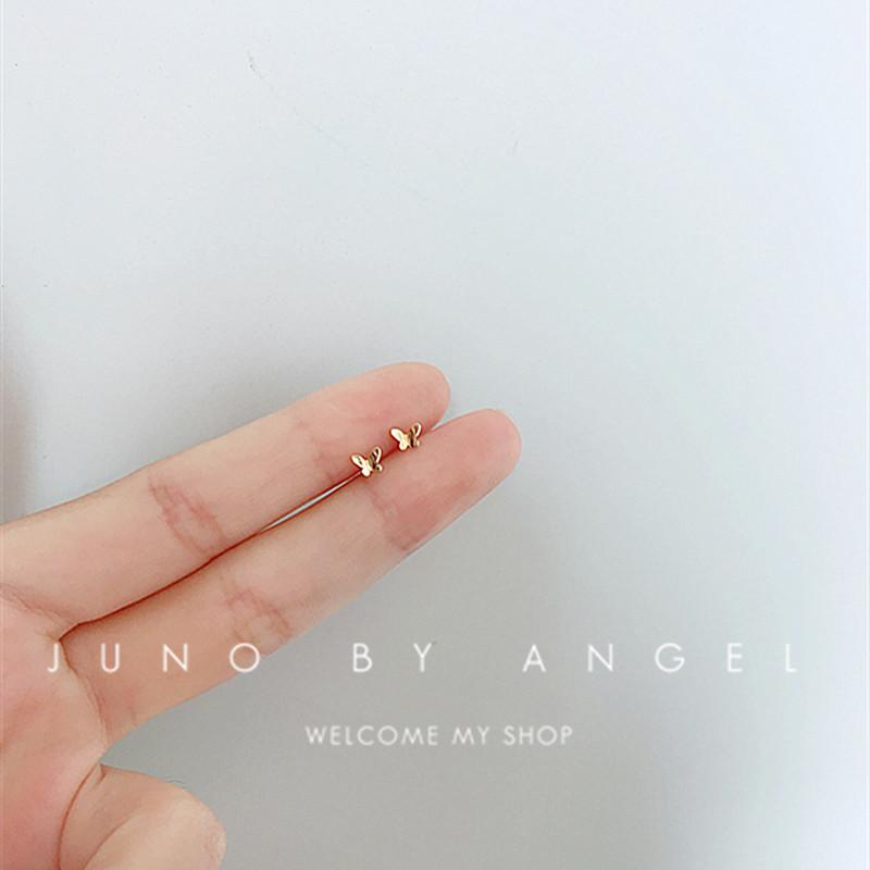 925 Silver Needles Gold Color Simple Small Butterfly Stud Earrings for Women Hypoallergenic Daily Wear Ear Girls Pierc Gifts