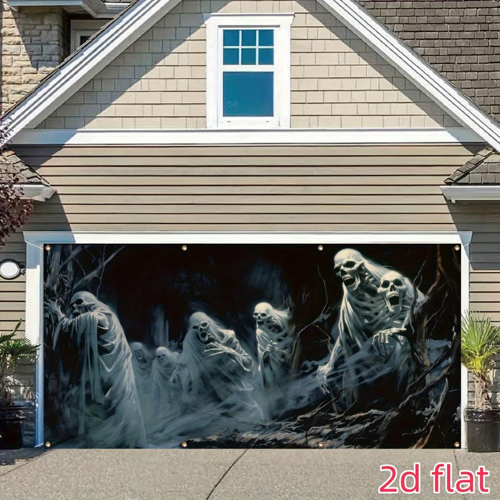1pc [Ghostly Charm] Halloween Ghost House Decoration in Dead Wood Ruins Banner | Durable and Multi functional