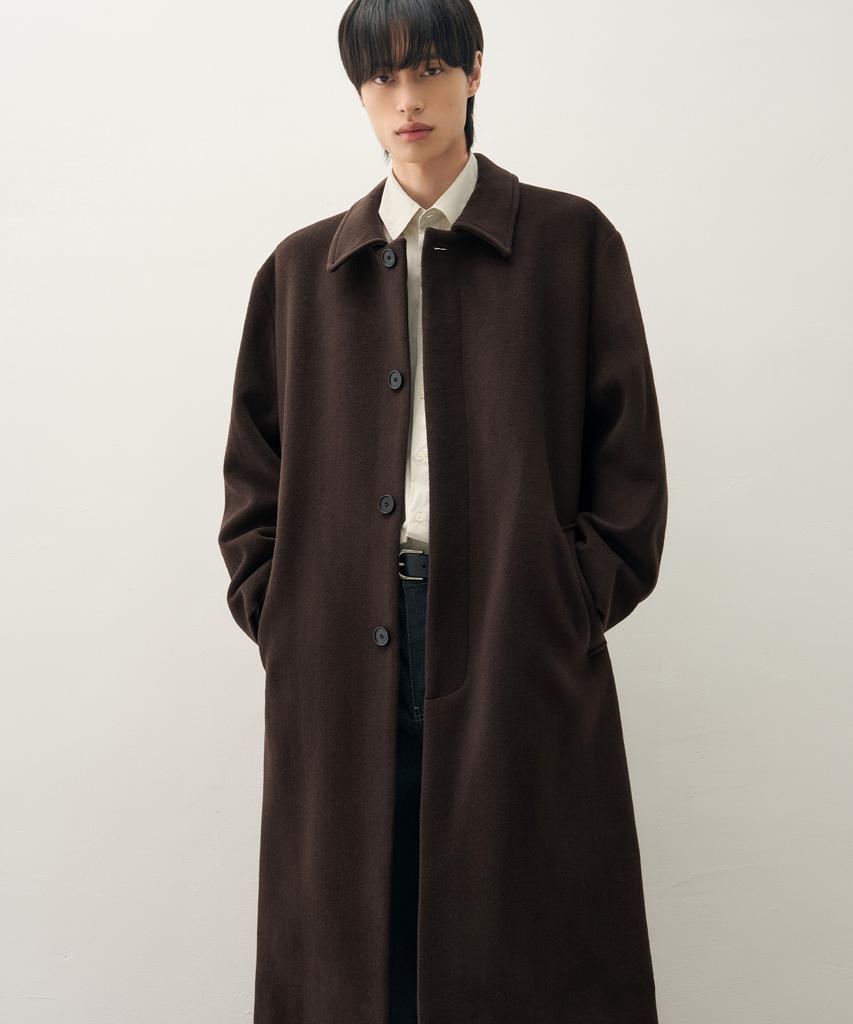 Draw Fit Premier Pure Cashmere Balmacaan Coat [Chestnut Brown]