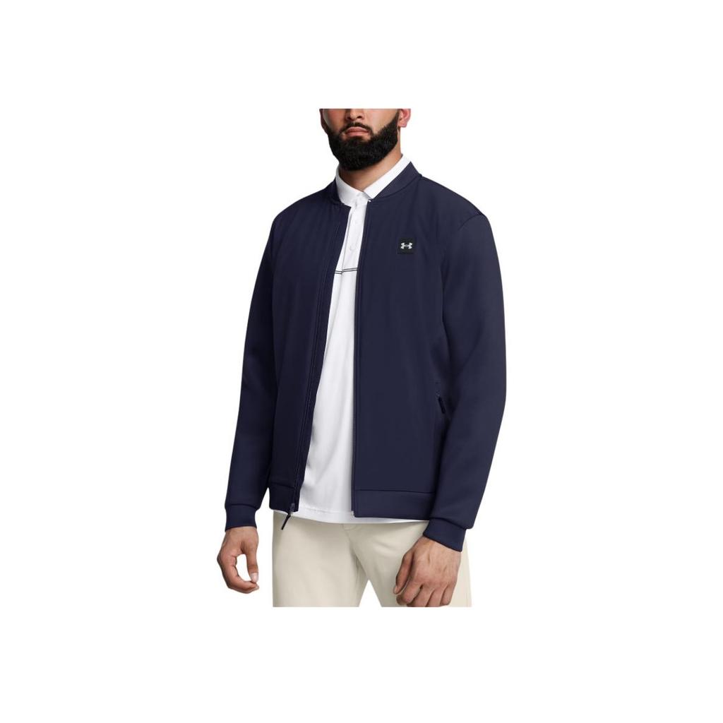Under Armour Куртка мужская Drive Pro Storm FW24 Гибридная Свободного кроя Водонепроницаемая Теплая на молнии с длинным рукавом Куртка Midnight-Navy Металлик-серебристый 1387117-410