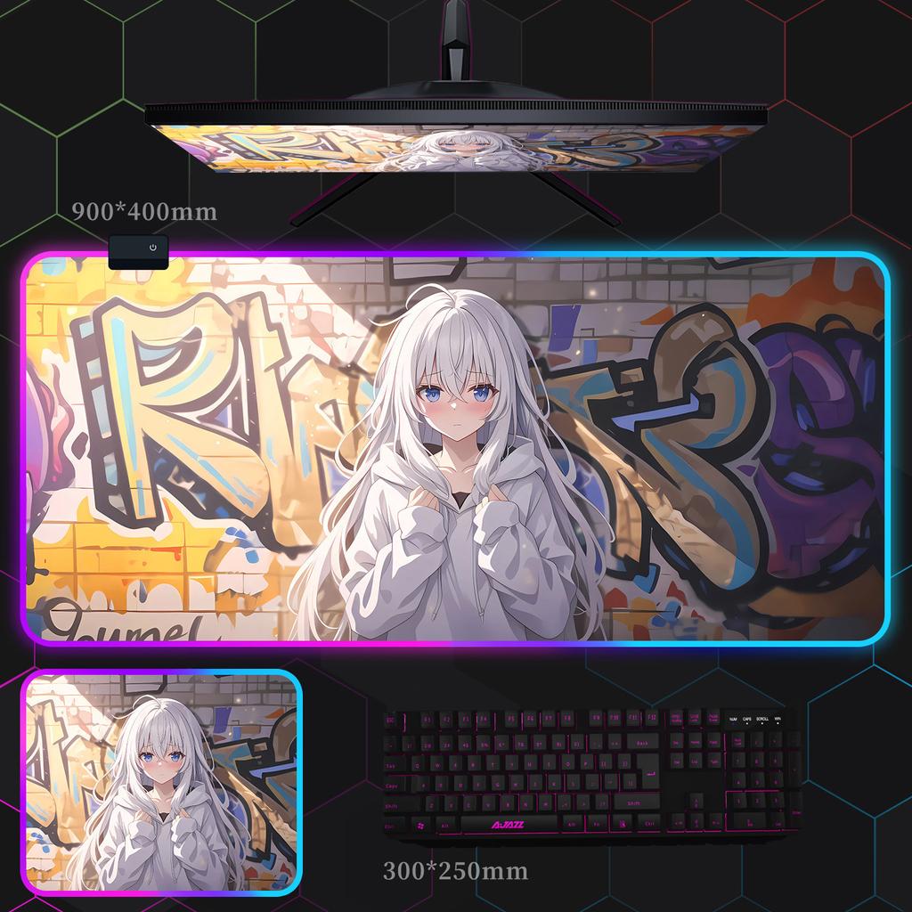 Аниме Хацунэ Мику One Piece Seven s RGB Коврик для мыши Супербольшой Киберспорт Анимация Игра Аниме Fps Настольный коврик