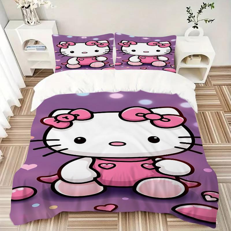 Hello Kitty Adventure Print 3Pcs Bedding Setduvet Cover With 2 Bedropillowcase Home Birthday Gift