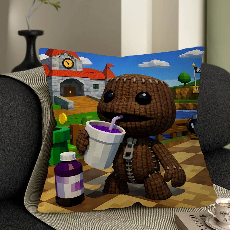Смешная наволочка Sackboy LBP мультфильм Подарок Чехол на подушку Спальня Дом Диван Стул Сиденье Декор наволочка