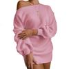 Autumn And Winter Women'S New Casual Off-The-Shoulder Lantern Sleeve Knitted Sweater Skirt