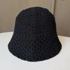 Summer hollow knitted bucket hat women's thin breathable hat sunscreen sunshade bucket hat fashion travel sun hat