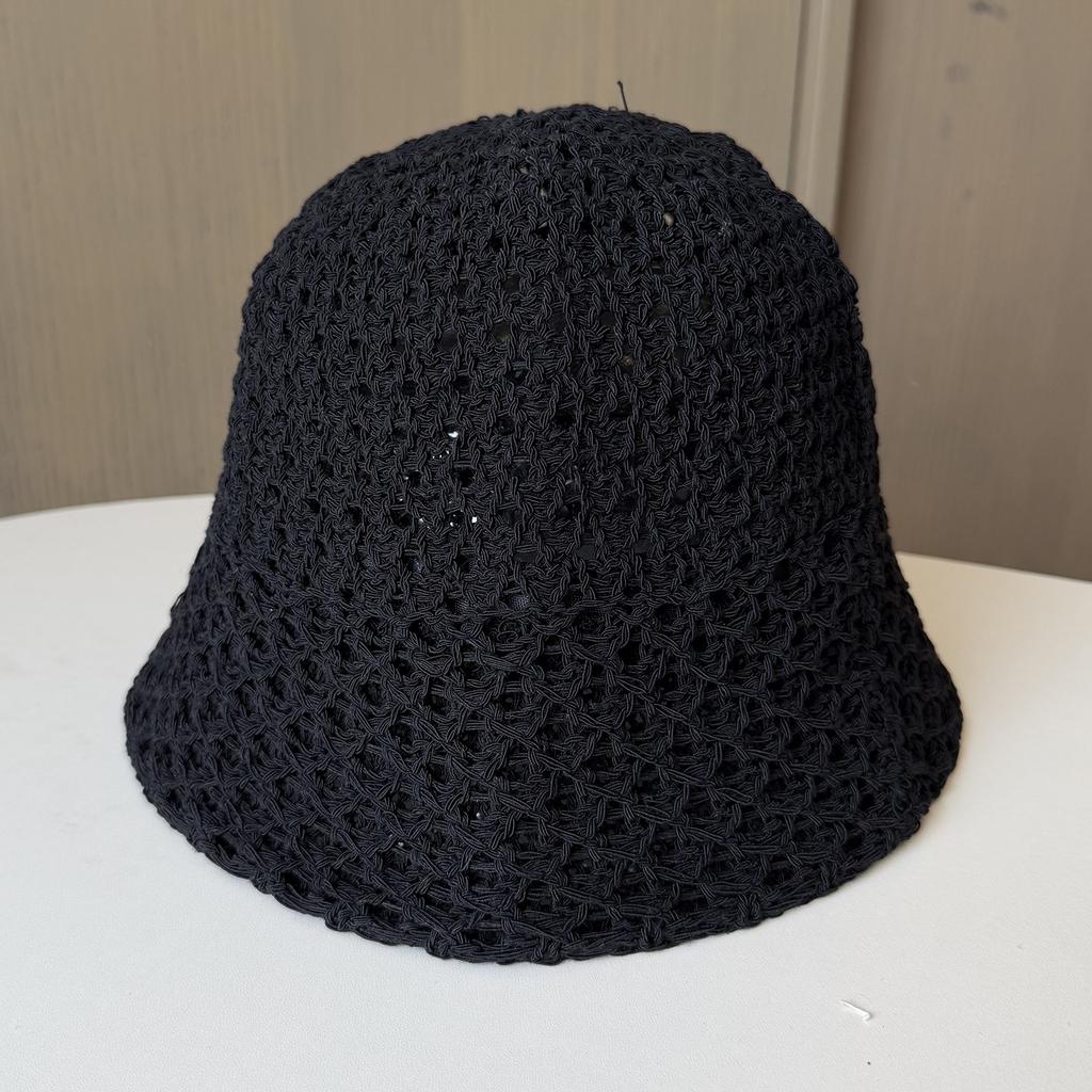 Summer hollow knitted bucket hat women's thin breathable hat sunscreen sunshade bucket hat fashion travel sun hat