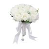Wedding Bouquet White Bridal Bouquet Artificial Flowers Fake Pearl Crystal Hand Bouquet for Wedding
