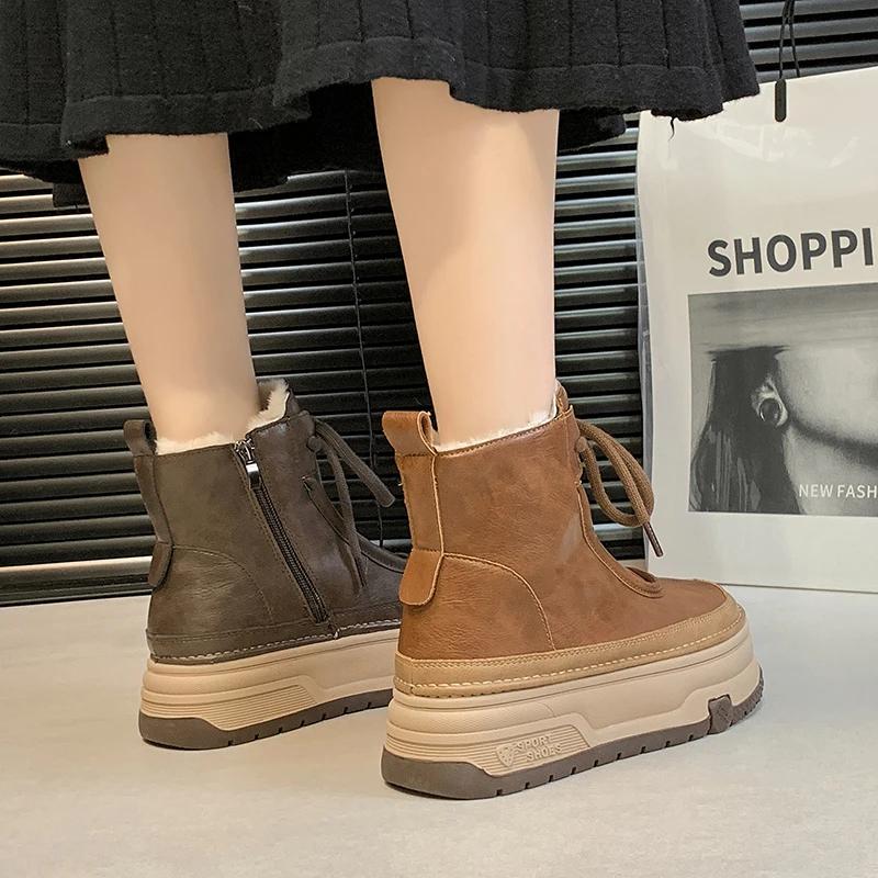 Fashion 2024 New Autumn And Winter Women's Shoes Fashion Casual Snow Boots Flat Luxury Designer Platform Booties Plush Warm Elegant