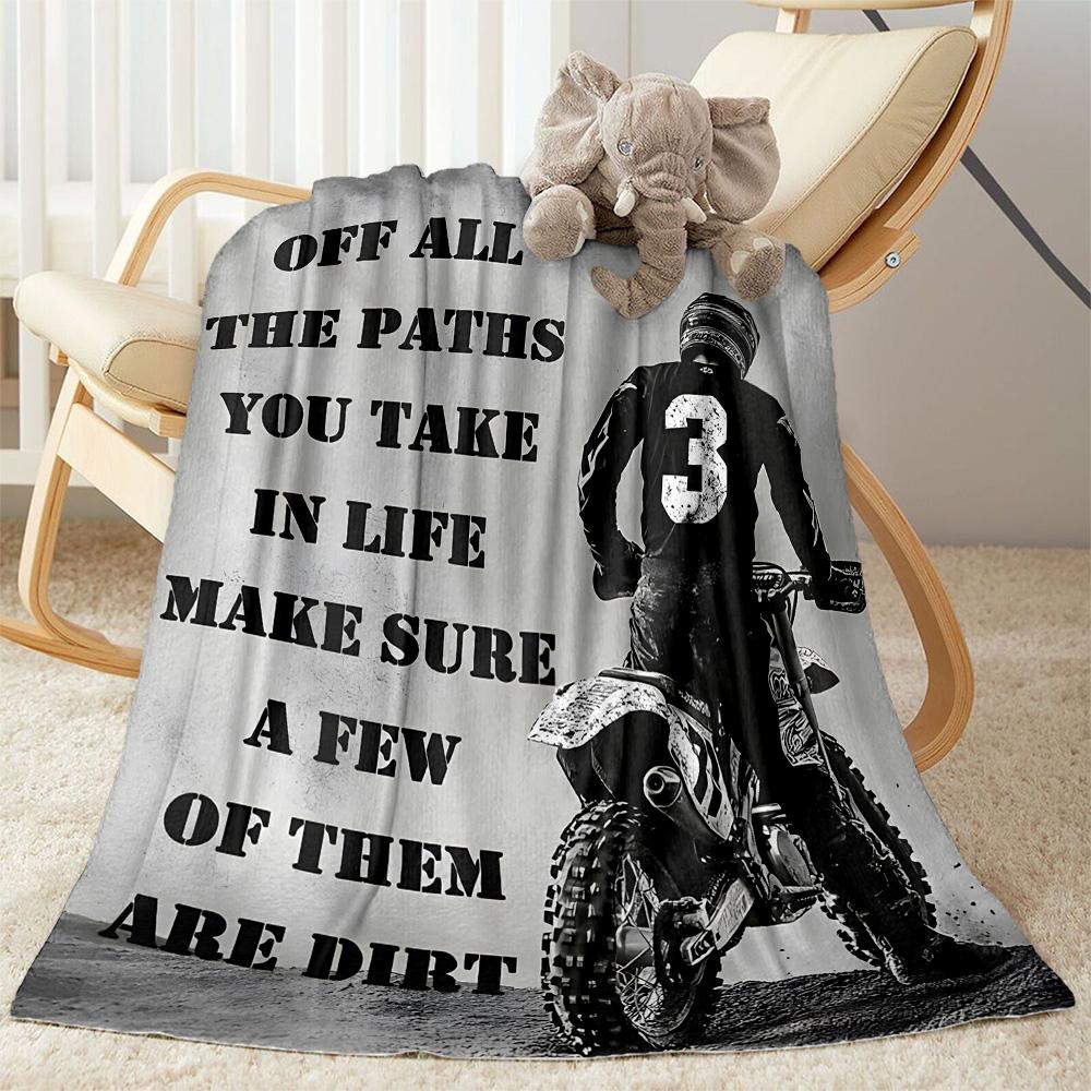 Motocross Adventure Sport Flannel Blanket - Soft and Suitable for Sofas, Beds, Offices, Travel, All Seasons, and The Best Gift for The Holidays.