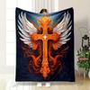 Christian Cross Soft Texture Flannel Blanket for Bed Bedroom Sofa Picnic Warm Throw Blanket for Cover Outdoor Leisure Nap Gifts