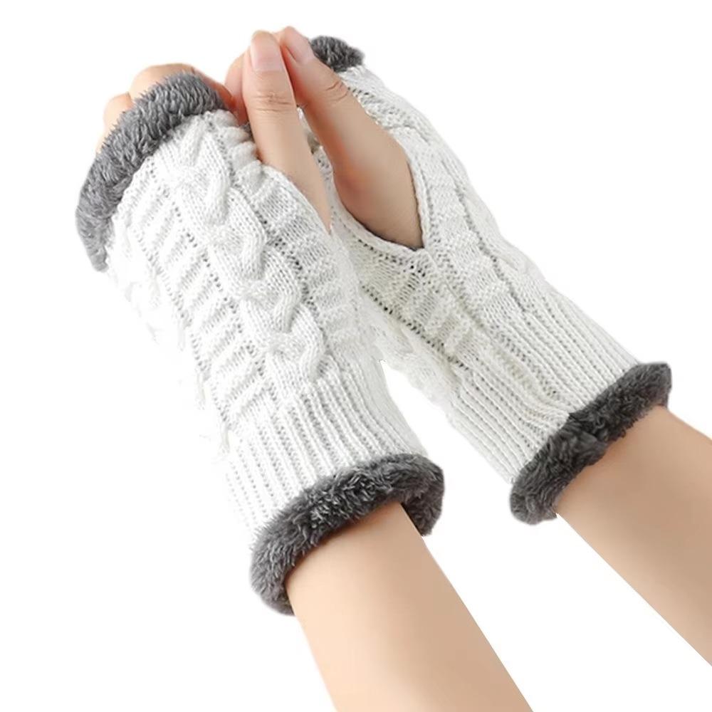 Soft Knitted Gloves Windproof Winter Women Gloves New Half-Finger Gloves Women