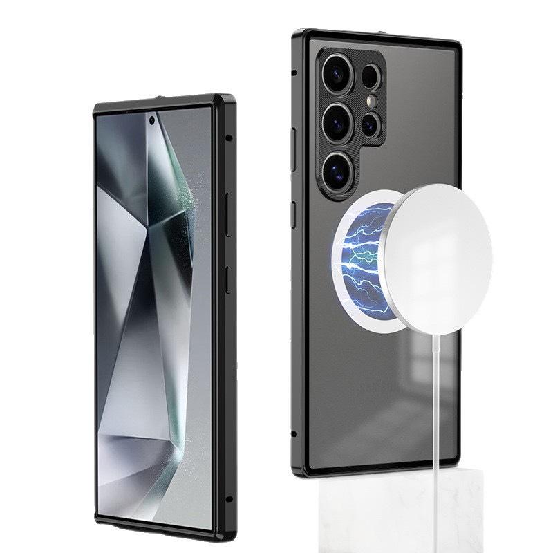 Магнитный металлический чехол для телефона Samsung S26 Ultra с зеркальной крышкой