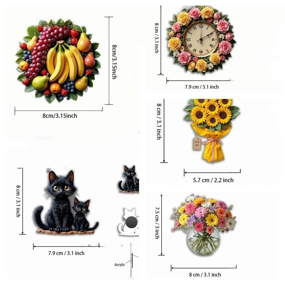 5pcs Cat 2D Flat Paste Flower Refrigerator Decor Decorative Supplies Home Decor Dorm Room