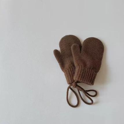 Baby Mittens with Neck Strap - Candy Color Knit Gloves for Toddler Boys and Girls