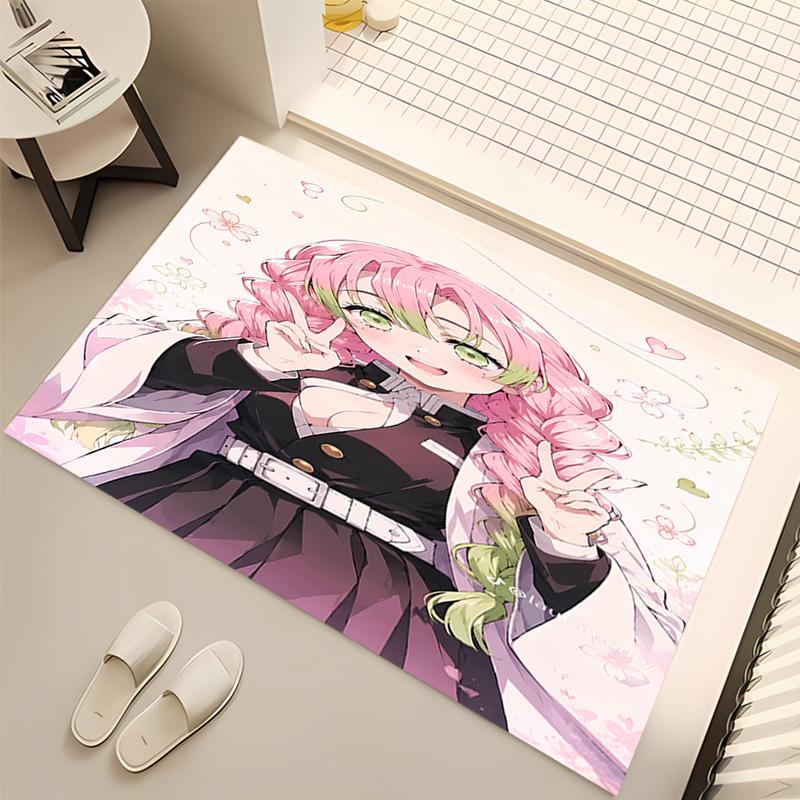 1pc Nezuko Demon Slayer Kanroji Mitsuri Print Area Rug - Soft, Washable Non-Slip Indoor Mat, Living Room, Home Office Decorative Rug,Office Decorative