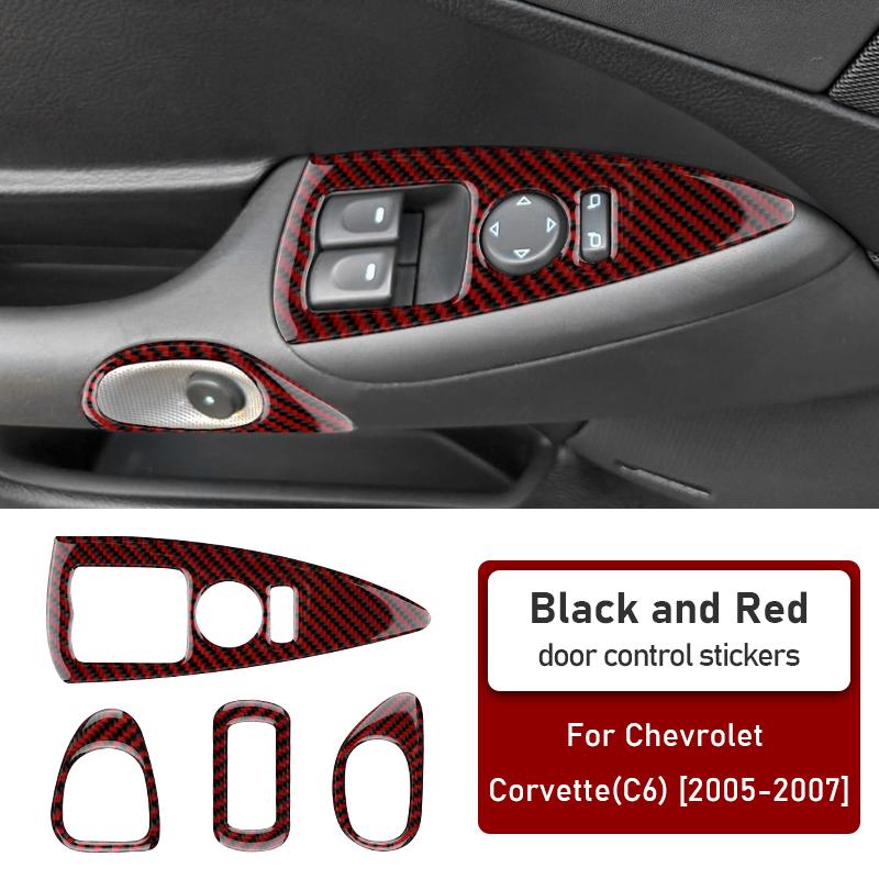 Real Soft Carbon Fiber for Chevrolet Corvette C6 2005 2006 2007 2008 2009 2010 2011 2012 2013 Door Window Button Panel Sticker