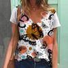 Женские футболки Футболка с бабочкой 3D Harajuku Characters Fashion Casual с коротким рукавом Футболка с V-образным вырезом Женская одежда больших размеров