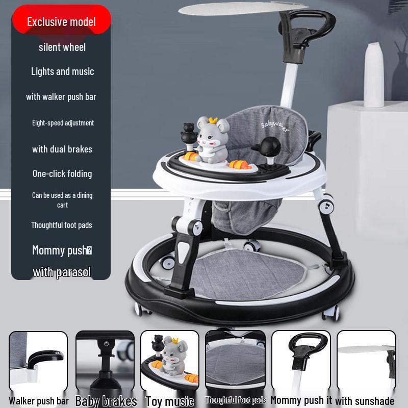 Multifunctional Baby Walker: Anti-Rollover, Anti-O-Leg, Sit-and-Push Learning Trolley