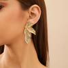 PuRui Trendy Irregular Leaf Shape Dorp Earrings for Women Gold Color Metal Earrings Y2K Girls Party Zircon Gifts Accessories
